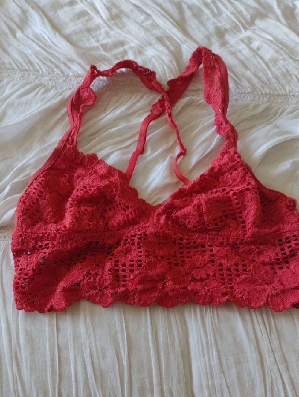 Aerie Small Red Crochet Lace Bralette